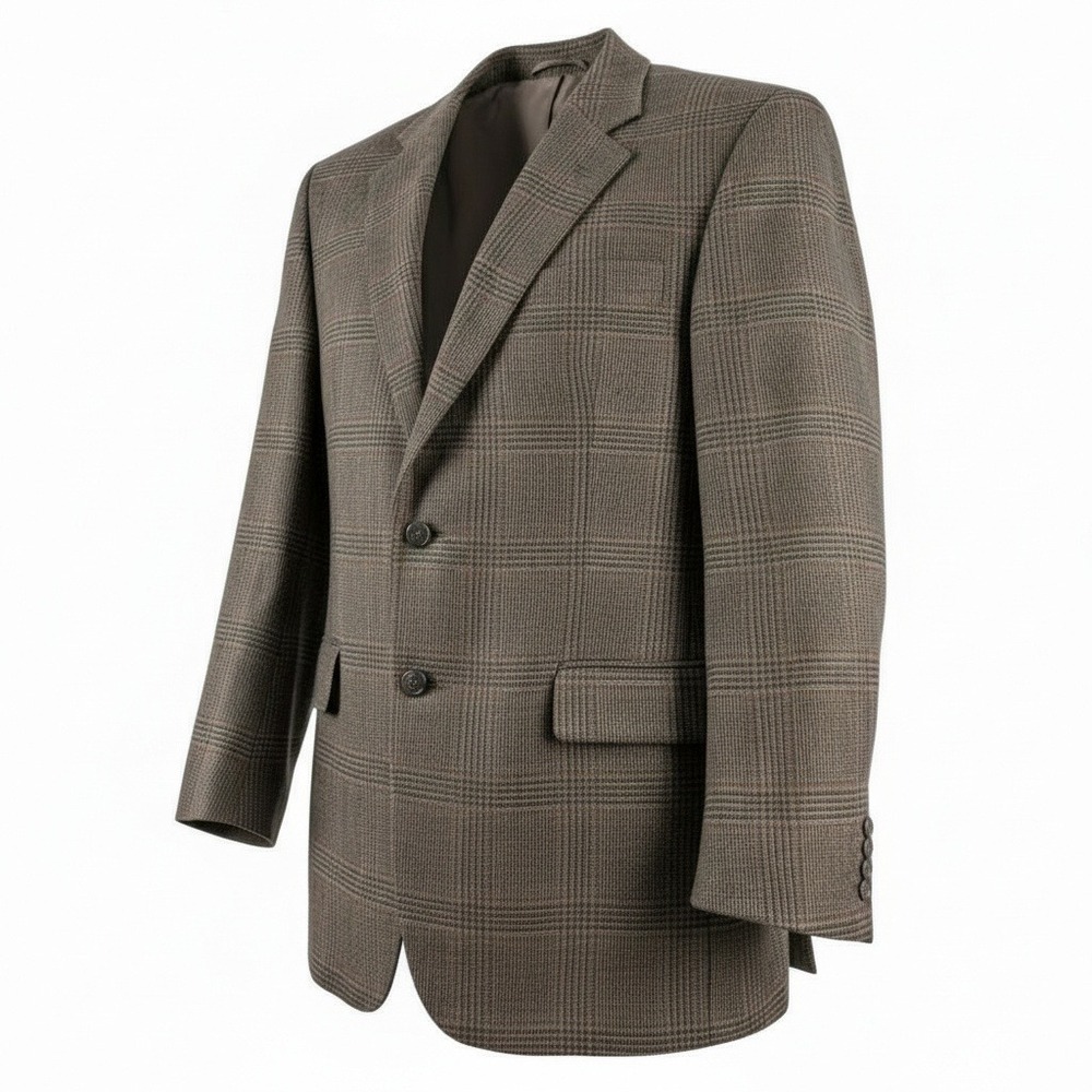 J A Bank 42R Sport Coat Wool Glen Plaid Brown‎ Old World Classic Tailored Blazer